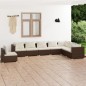 vidaXL Set muebles de jardín 8 piezas y cojines ratán sintético marrón vidaXL Set muebles de jardín 8 piezas y cojines ratán sintético marrón