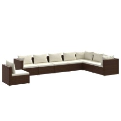 vidaXL Set muebles de jardín 8 piezas y cojines ratán sintético marrón