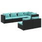 vidaXL Set de muebles de jardín 7 pzas y cojines ratán sintético negro vidaXL Set de muebles de jardín 7 pzas y cojines ratán sintético negro