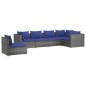 vidaXL Set de sofás de jardín 6 piezas y cojines ratán sintético gris vidaXL Set de sofás de jardín 6 piezas y cojines ratán sintético gris