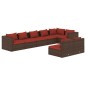 vidaXL Set sofás de jardín 8 piezas y cojines ratán sintético marrón vidaXL Set sofás de jardín 8 piezas y cojines ratán sintético marrón