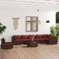 vidaXL Set sofás de jardín 8 piezas y cojines ratán sintético marrón vidaXL Set sofás de jardín 8 piezas y cojines ratán sintético marrón