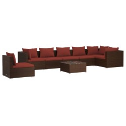 vidaXL Set sofás de jardín 8 piezas y cojines ratán sintético marrón