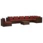 vidaXL Set sofás de jardín 8 piezas y cojines ratán sintético marrón vidaXL Set sofás de jardín 8 piezas y cojines ratán sintético marrón
