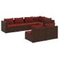 vidaXL Set muebles de jardín 7 piezas y cojines ratán sintético marrón vidaXL Set muebles de jardín 7 piezas y cojines ratán sintético marrón