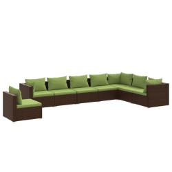 vidaXL Set sofás de jardín 8 piezas y cojines ratán sintético marrón