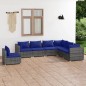 vidaXL Set de sofás de jardín 7 piezas y cojines ratán sintético gris vidaXL Set de sofás de jardín 7 piezas y cojines ratán sintético gris