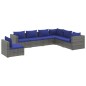 vidaXL Set de sofás de jardín 7 piezas y cojines ratán sintético gris vidaXL Set de sofás de jardín 7 piezas y cojines ratán sintético gris