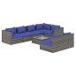 vidaXL Set de muebles de jardín 8 pzas y cojines ratán sintético gris vidaXL Set de muebles de jardín 8 pzas y cojines ratán sintético gris