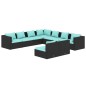 vidaXL Set de muebles de jardín 9 pzas y cojines ratán sintético negro