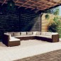 vidaXL Set muebles de jardín 10 pzas y cojines ratán sintético marrón vidaXL Set muebles de jardín 10 pzas y cojines ratán sintético marrón