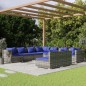 vidaXL Set de muebles de jardín 9 pzas y cojines ratán sintético gris