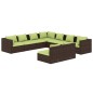 vidaXL Set muebles de jardín 9 piezas y cojines ratán sintético marrón vidaXL Set muebles de jardín 9 piezas y cojines ratán sintético marrón