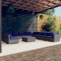 vidaXL Set de muebles de jardín 12 pzas cojines ratán sintético gris vidaXL Set de muebles de jardín 12 pzas cojines ratán sintético gris