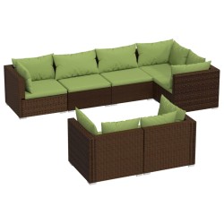 vidaXL Set muebles de jardín 7 piezas y cojines ratán sintético marrón