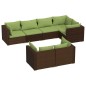 vidaXL Set muebles de jardín 7 piezas y cojines ratán sintético marrón