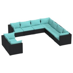 vidaXL Set de muebles de jardín 9 pzas y cojines ratán sintético negro