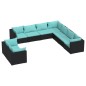 vidaXL Set de muebles de jardín 9 pzas y cojines ratán sintético negro vidaXL Set de muebles de jardín 9 pzas y cojines ratán sintético negro