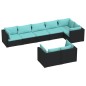 vidaXL Set de muebles de jardín 8 pzas y cojines ratán sintético negro vidaXL Set de muebles de jardín 8 pzas y cojines ratán sintético negro