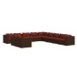 vidaXL Set de muebles de jardín 11 pzas cojines ratán sintético marrón vidaXL Set de muebles de jardín 11 pzas cojines ratán sintético marrón