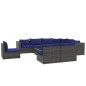 vidaXL Set de muebles de jardín 10 pzas y cojines ratán sintético gris vidaXL Set de muebles de jardín 10 pzas y cojines ratán sintético gris