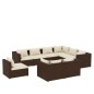 vidaXL Set muebles de jardín 9 piezas y cojines ratán sintético marrón vidaXL Set muebles de jardín 9 piezas y cojines ratán sintético marrón