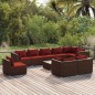 vidaXL Set muebles de jardín 10 pzas y cojines ratán sintético marrón vidaXL Set muebles de jardín 10 pzas y cojines ratán sintético marrón
