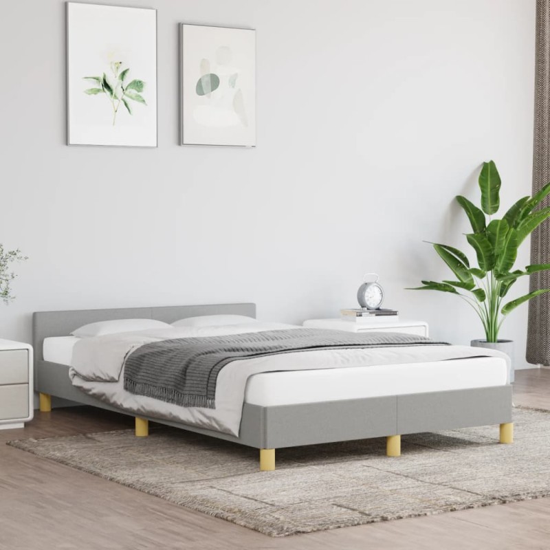 vidaXL Estructura de cama con cabecero de tela gris claro 120x200 cm vidaXL Estructura de cama con cabecero de tela gris claro 120x200 cm