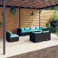vidaXL Set de muebles de jardín 8 pzas y cojines ratán sintético negro vidaXL Set de muebles de jardín 8 pzas y cojines ratán sintético negro