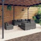 vidaXL Set de muebles de jardín 9 pzas y cojines ratán sintético gris