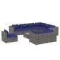 vidaXL Set de muebles de jardín 10 pzas y cojines ratán sintético gris vidaXL Set de muebles de jardín 10 pzas y cojines ratán sintético gris