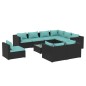 vidaXL Set de muebles de jardín 10 pzs y cojines ratán sintético negro vidaXL Set de muebles de jardín 10 pzs y cojines ratán sintético negro