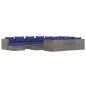 vidaXL Set de muebles de jardín 12 pzas y cojines ratán sintético gris vidaXL Set de muebles de jardín 12 pzas y cojines ratán sintético gris