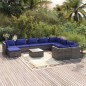 vidaXL Set de muebles de jardín 11 pzas y cojines ratán sintético gris