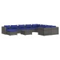 vidaXL Set de muebles de jardín 11 pzas y cojines ratán sintético gris