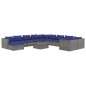 vidaXL Set de muebles de jardín 12 pzas y cojines ratán sintético gris