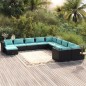 vidaXL Set de muebles de jardín 11 pzas cojines ratán sintético negro vidaXL Set de muebles de jardín 11 pzas cojines ratán sintético negro