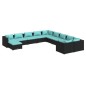 vidaXL Set de muebles de jardín 11 pzas cojines ratán sintético negro vidaXL Set de muebles de jardín 11 pzas cojines ratán sintético negro