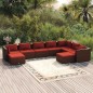 vidaXL Set muebles de jardín 9 piezas y cojines ratán sintético marrón vidaXL Set muebles de jardín 9 piezas y cojines ratán sintético marrón
