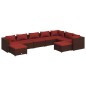 vidaXL Set muebles de jardín 9 piezas y cojines ratán sintético marrón vidaXL Set muebles de jardín 9 piezas y cojines ratán sintético marrón