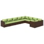 vidaXL Set muebles de jardín 9 piezas y cojines ratán sintético marrón