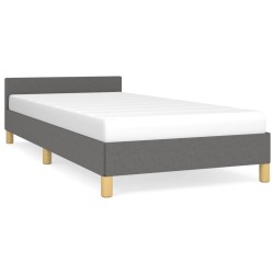 vidaXL Estructura de cama con cabecero de tela gris oscuro 100x200 cm