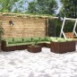 vidaXL Set muebles de jardín 10 pzas y cojines ratán sintético marrón
