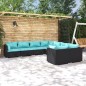 vidaXL Set de muebles de jardín 8 pzas y cojines ratán sintético negro vidaXL Set de muebles de jardín 8 pzas y cojines ratán sintético negro