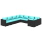vidaXL Set de muebles de jardín 8 pzas y cojines ratán sintético negro vidaXL Set de muebles de jardín 8 pzas y cojines ratán sintético negro