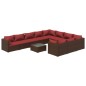 vidaXL Set muebles de jardín 11 piezas cojines ratán sintético marrón vidaXL Set muebles de jardín 11 piezas cojines ratán sintético marrón