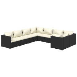 vidaXL Juego muebles de jardín 8 pzas y cojines ratán sintético negro