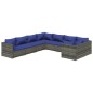 vidaXL Set de muebles de jardín 8 pzas y cojines ratán sintético gris vidaXL Set de muebles de jardín 8 pzas y cojines ratán sintético gris
