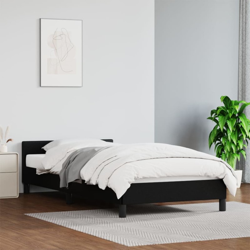 vidaXL Estructura de cama con cabecero cuero sintético negro 90x200 cm vidaXL Estructura de cama con cabecero cuero sintético negro 90x200 cm