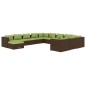 vidaXL Set muebles de jardín 12 pzas y cojines ratán sintético marrón vidaXL Set muebles de jardín 12 pzas y cojines ratán sintético marrón